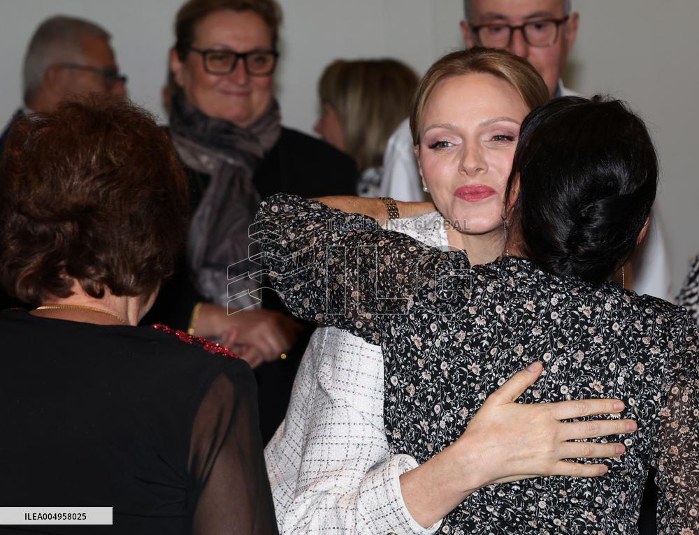NO TABLOIDS - Prince Albert and Princess Charlene with Friendship Group of Monegasque Elders - Monaco