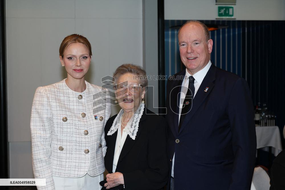 NO TABLOIDS - Prince Albert and Princess Charlene with Friendship Group of Monegasque Elders - Monaco