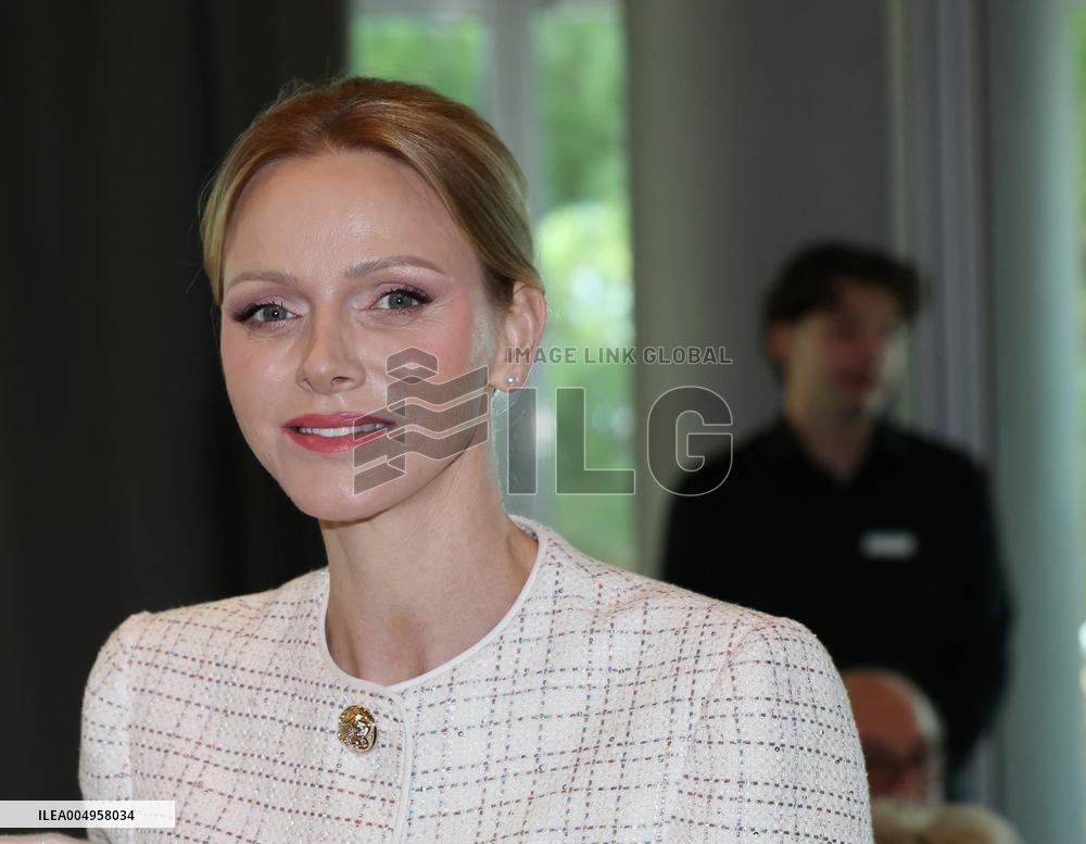 NO TABLOIDS - Prince Albert and Princess Charlene with Friendship Group of Monegasque Elders - Monaco