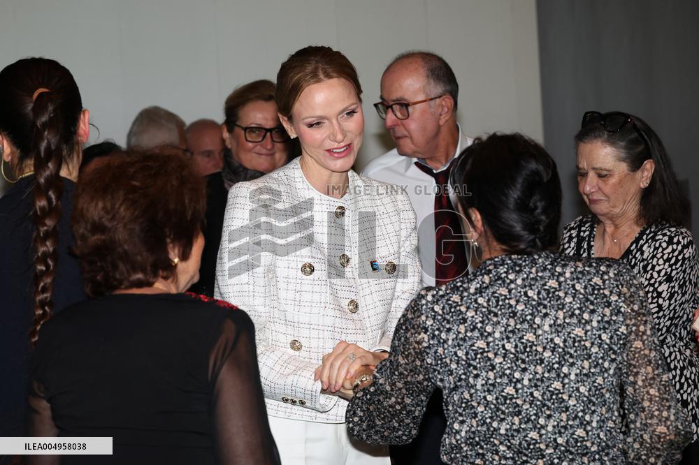 NO TABLOIDS - Prince Albert and Princess Charlene with Friendship Group of Monegasque Elders - Monaco