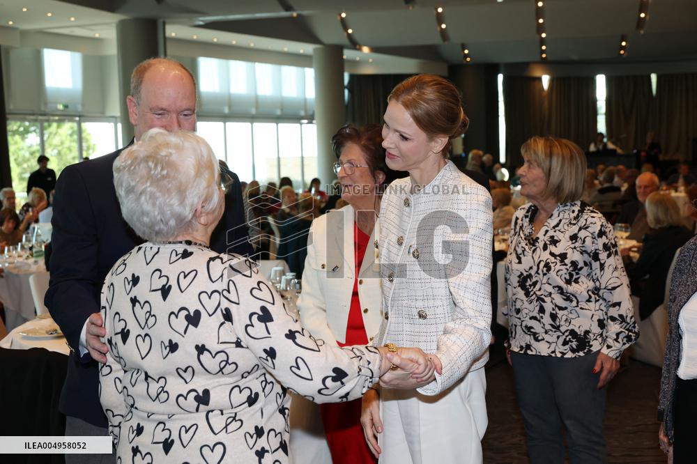 NO TABLOIDS - Prince Albert and Princess Charlene with Friendship Group of Monegasque Elders - Monaco