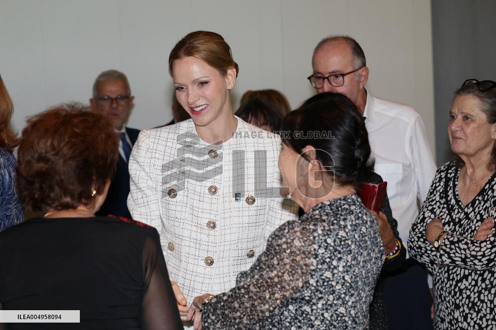 NO TABLOIDS - Prince Albert and Princess Charlene with Friendship Group of Monegasque Elders - Monaco