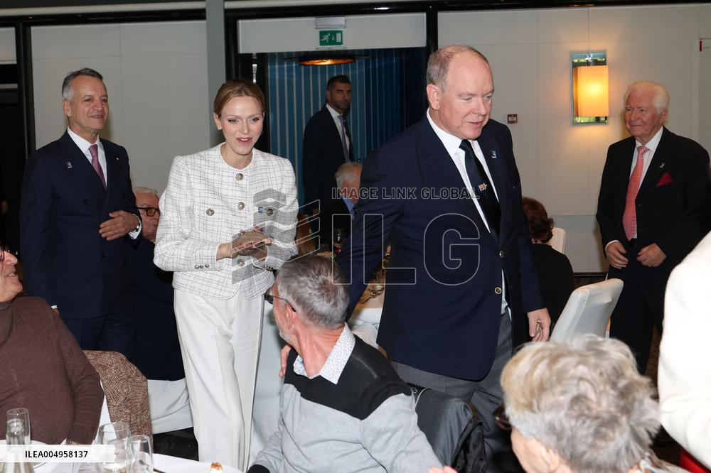 NO TABLOIDS - Prince Albert and Princess Charlene with Friendship Group of Monegasque Elders - Monaco