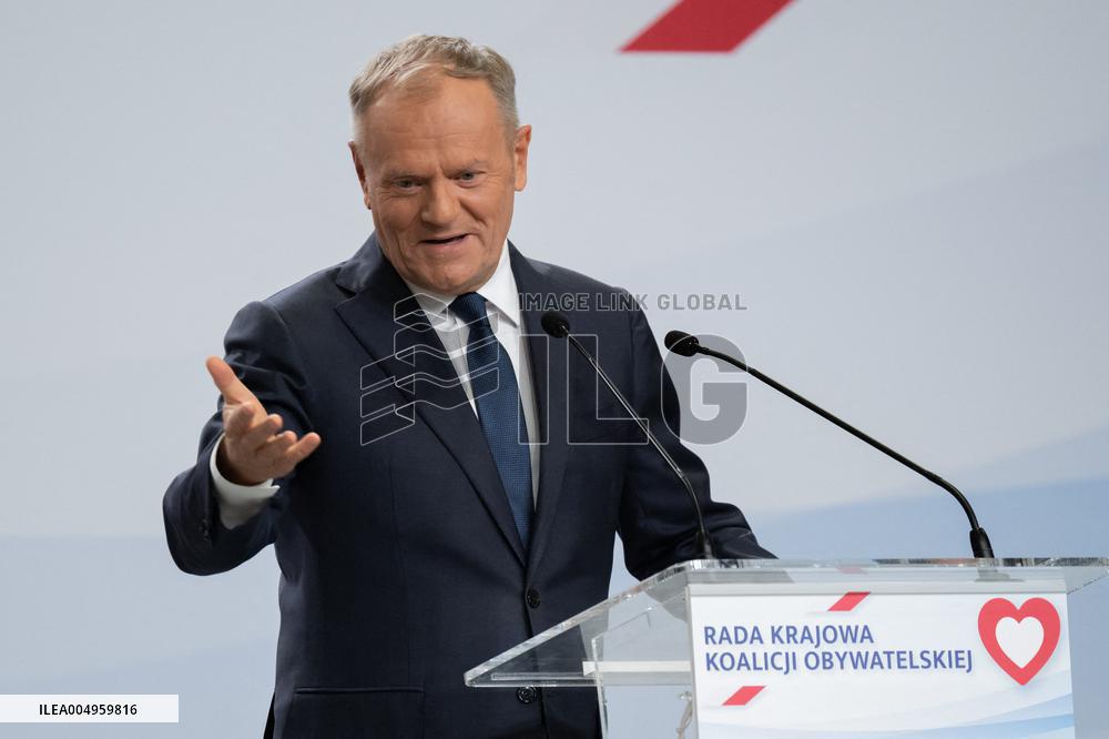 Polish PM Donald Tusk At The Civic Coalition Meeting - Warsaw