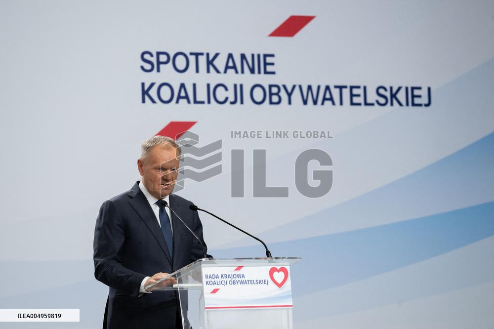 Polish PM Donald Tusk At The Civic Coalition Meeting - Warsaw