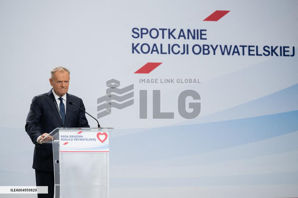 Polish PM Donald Tusk At The Civic Coalition Meeting - Warsaw
