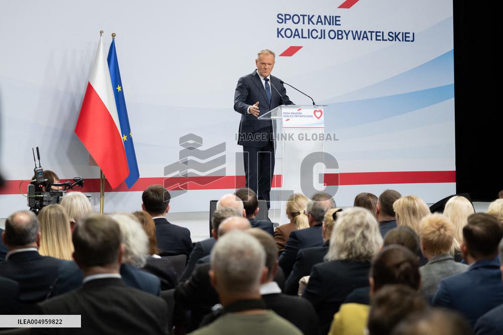 Polish PM Donald Tusk At The Civic Coalition Meeting - Warsaw