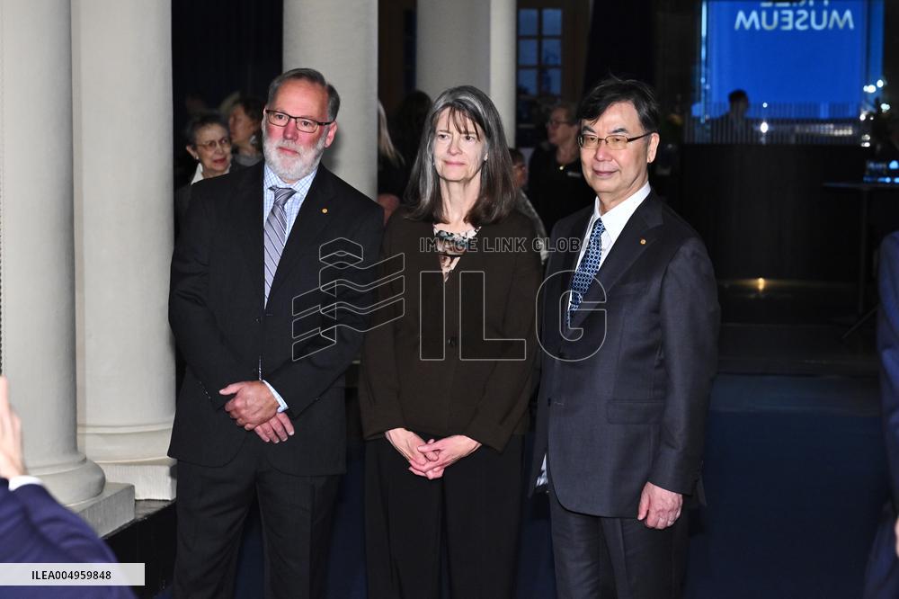 NOBEL CHAIRS ARE SIGNED BY THE PRIZE WINNERS