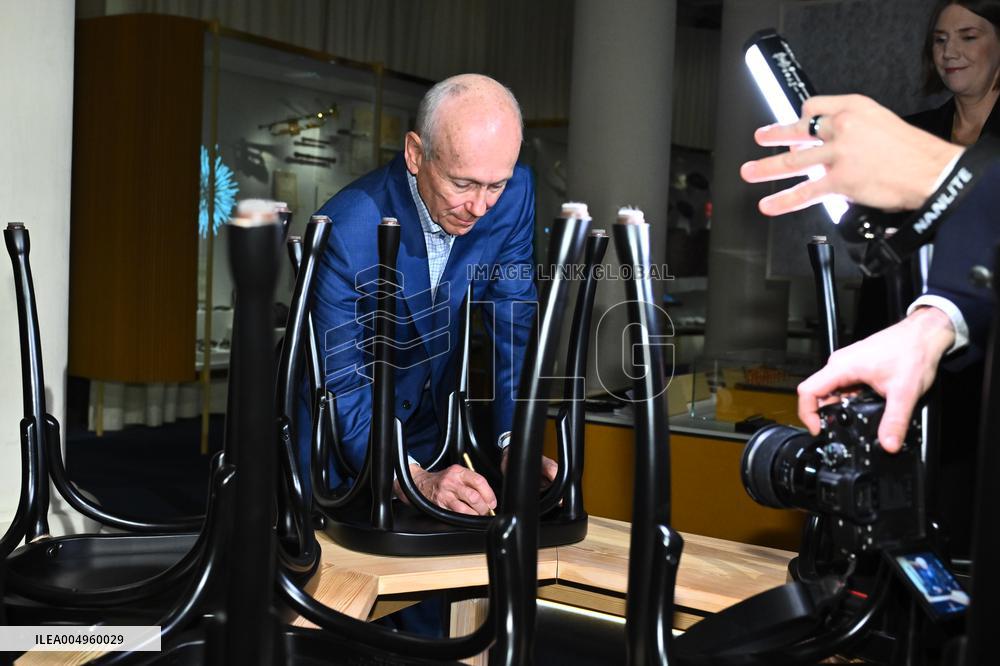 NOBEL CHAIRS ARE SIGNED BY THE PRIZE WINNERS