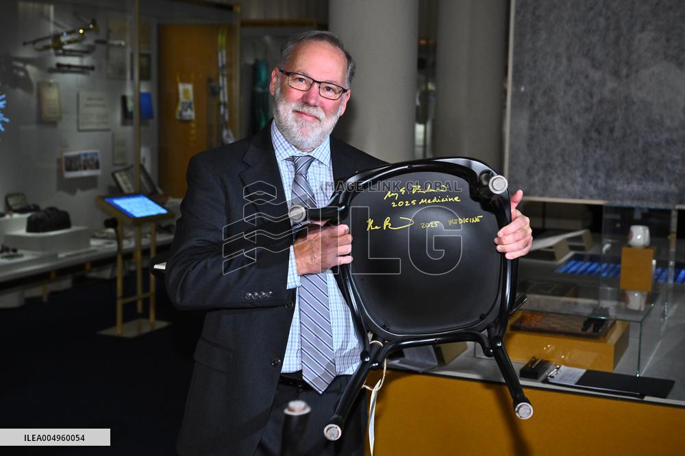 NOBEL CHAIRS ARE SIGNED BY THE PRIZE WINNERS