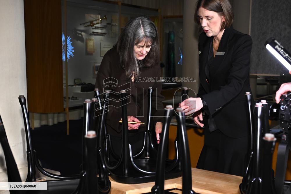 NOBEL CHAIRS ARE SIGNED BY THE PRIZE WINNERS