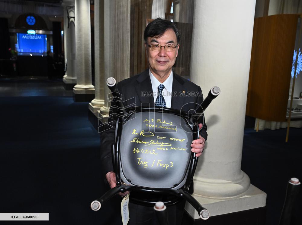 NOBEL CHAIRS ARE SIGNED BY THE PRIZE WINNERS