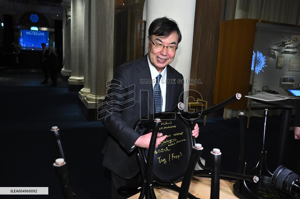 NOBEL CHAIRS ARE SIGNED BY THE PRIZE WINNERS