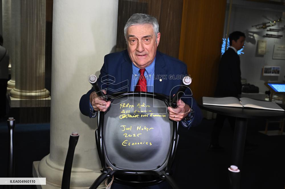 NOBEL CHAIRS ARE SIGNED BY THE PRIZE WINNERS