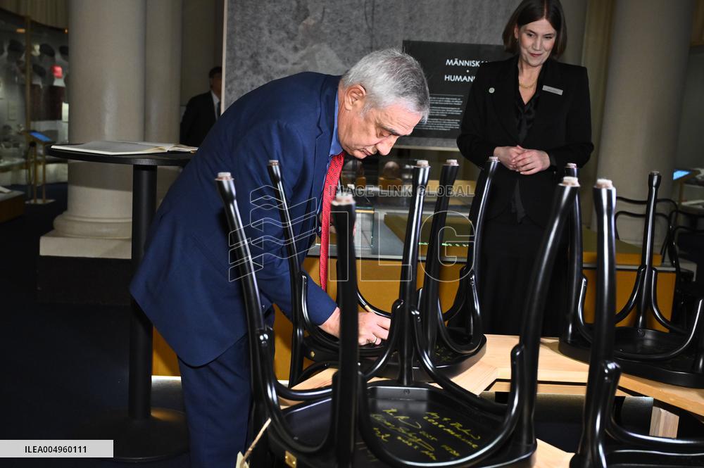 NOBEL CHAIRS ARE SIGNED BY THE PRIZE WINNERS