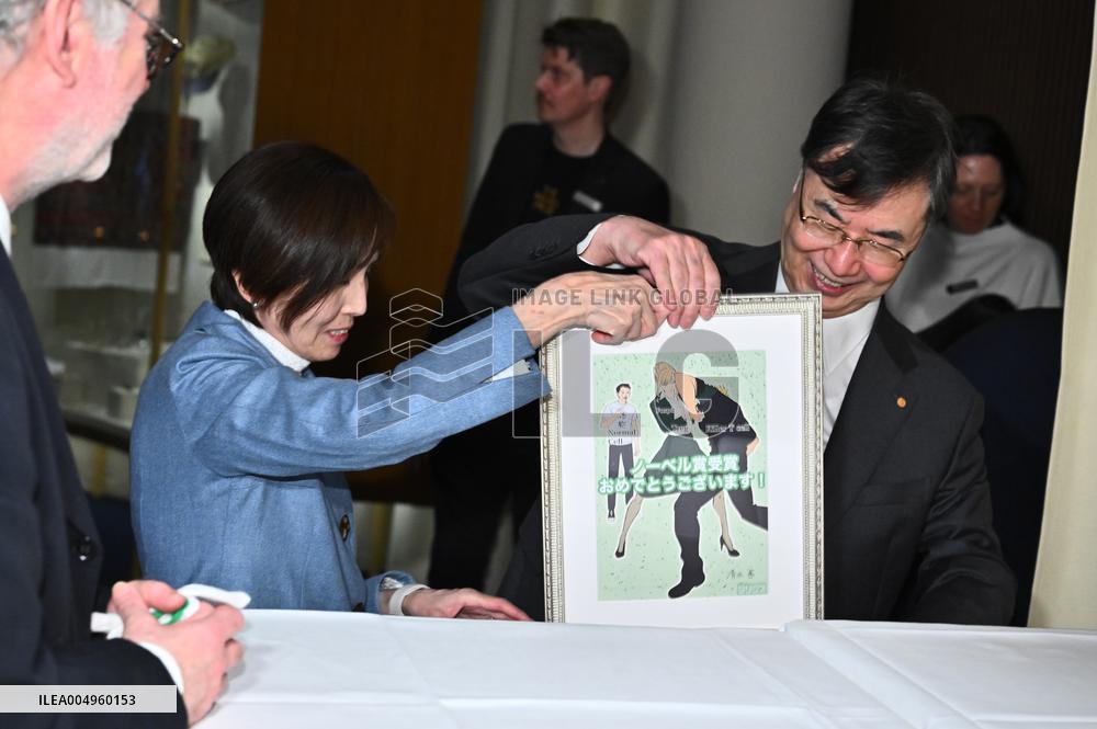 NOBEL CHAIRS ARE SIGNED BY THE PRIZE WINNERS