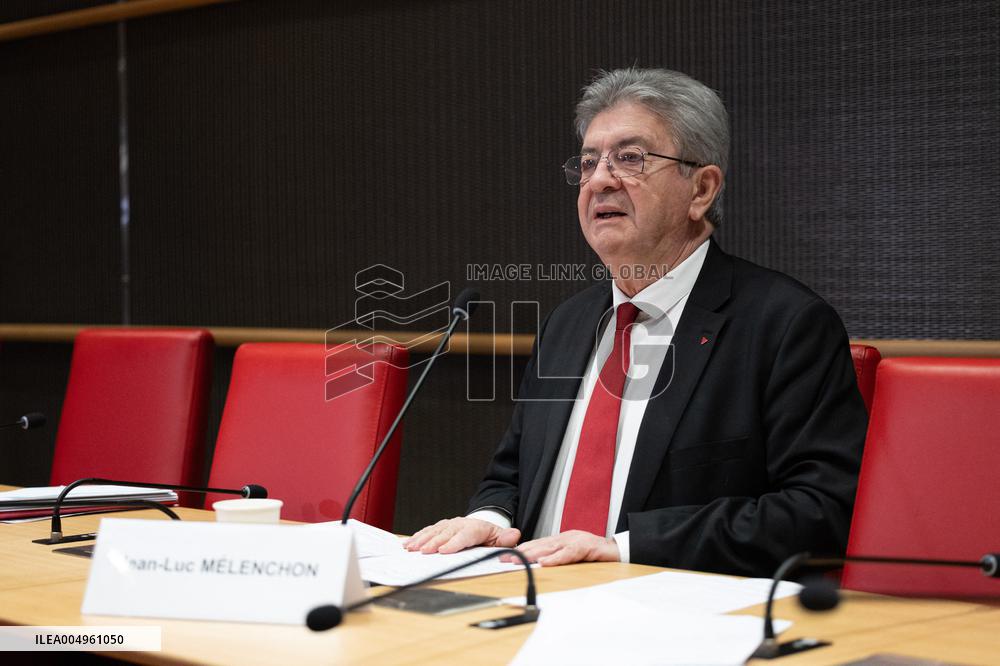 Hearing of Jean-Luc Melenchon at the National Assembly - Paris