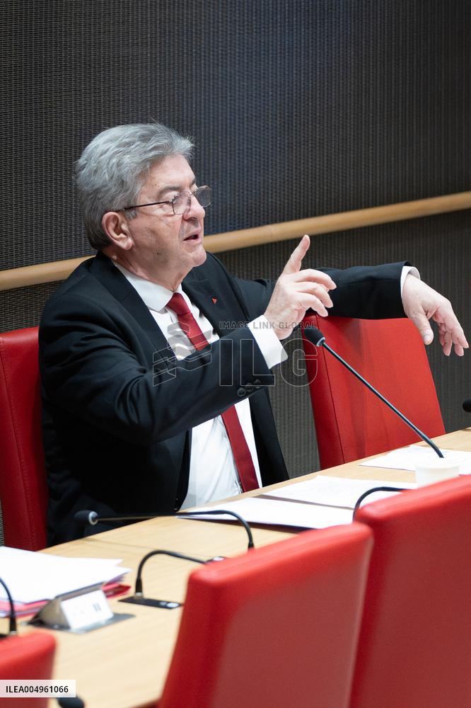 Hearing of Jean-Luc Melenchon at the National Assembly - Paris