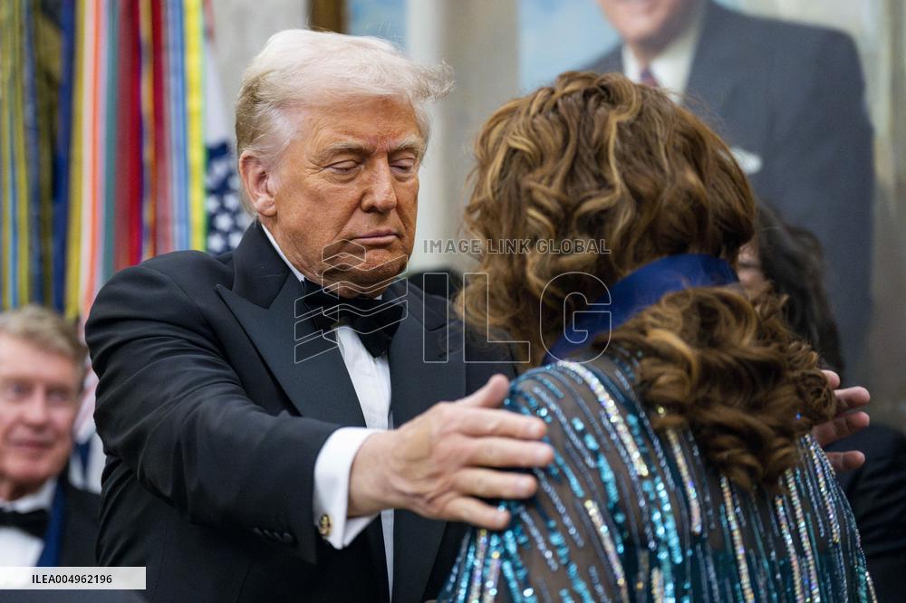 President Donald Trump Awards 2025 Kennedy Center Honorees With Medallions