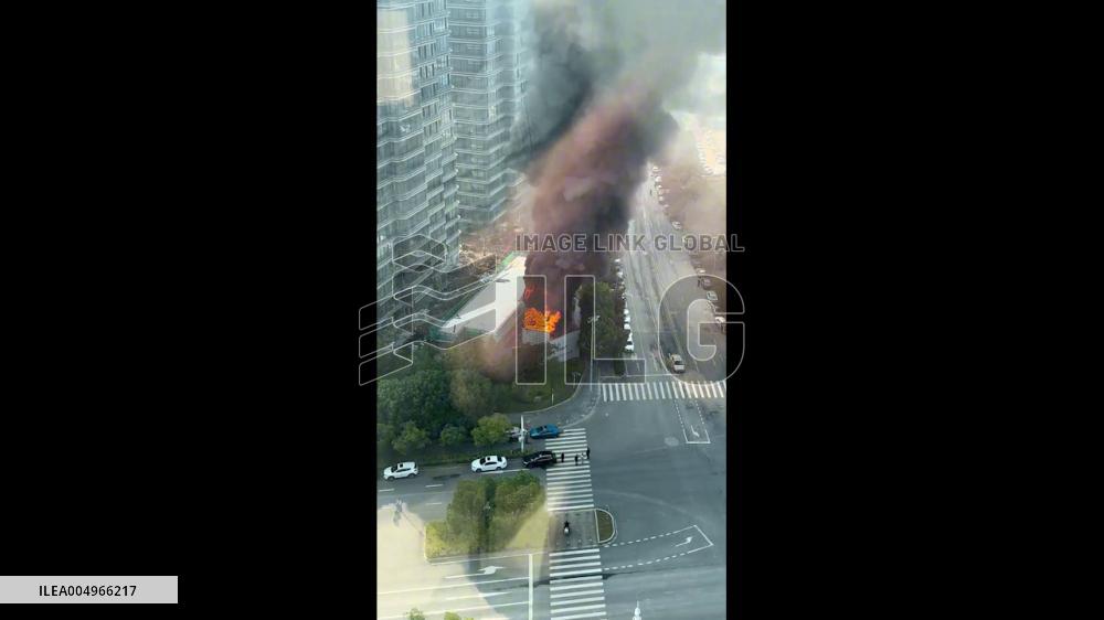 China: Massive Fire Engulfs Building in Nanjing