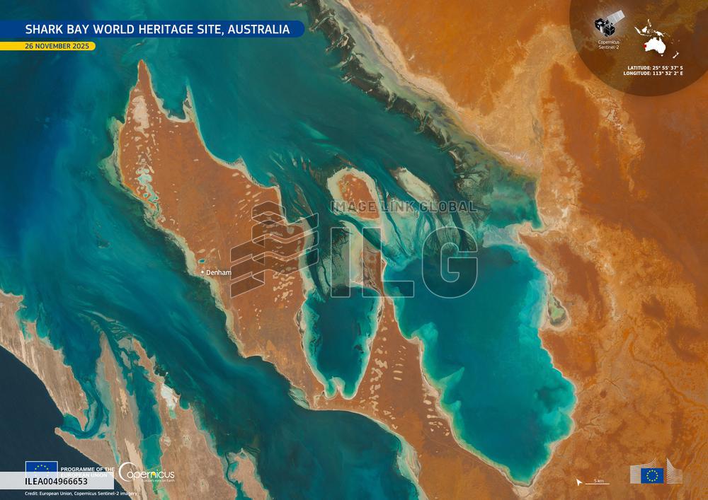 Satellite View of Shark Bay UNESCO World Heritage Site - Australia