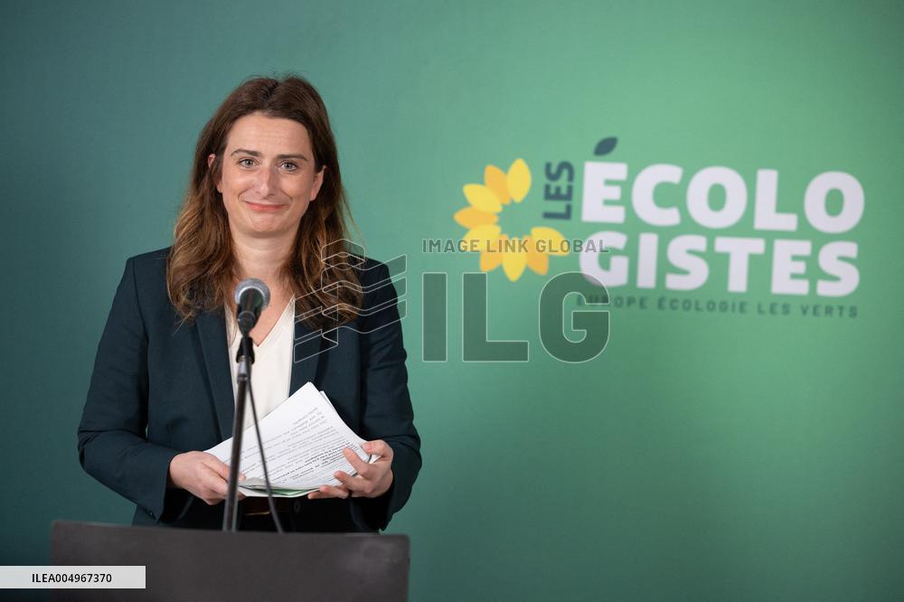Marine Tondelier Press Conference about the Presidential Election - Paris