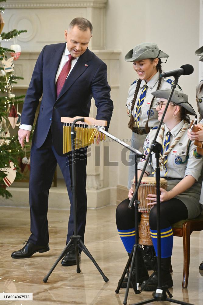 Bethlehem Light of Peace at The Presidential Palace - Warsaw