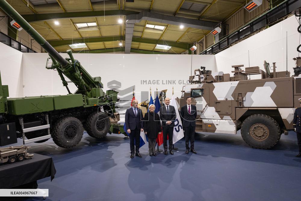 French Defence Minister and Croatia's Defence Minister visit the military defence system supplier KNDS - Versailles AJ