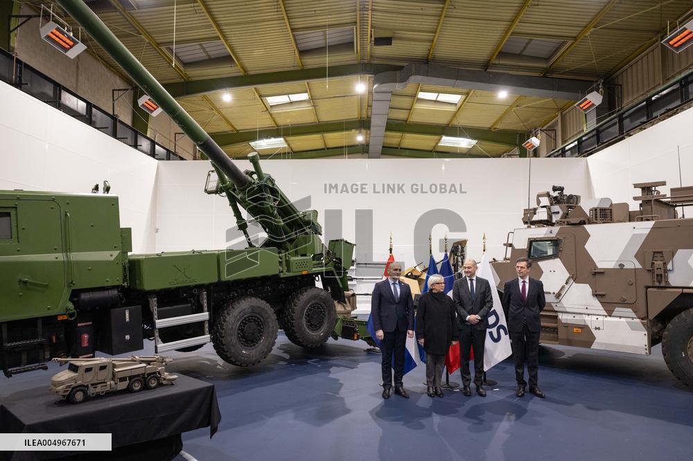 French Defence Minister and Croatia's Defence Minister visit the military defence system supplier KNDS - Versailles AJ