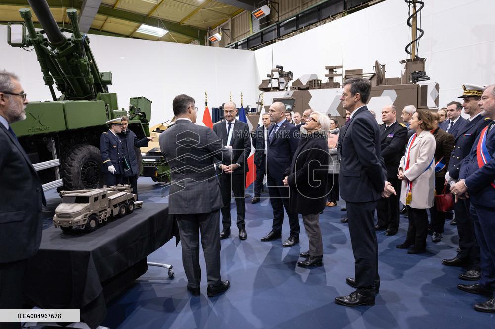 French Defence Minister and Croatia's Defence Minister visit the military defence system supplier KNDS - Versailles AJ