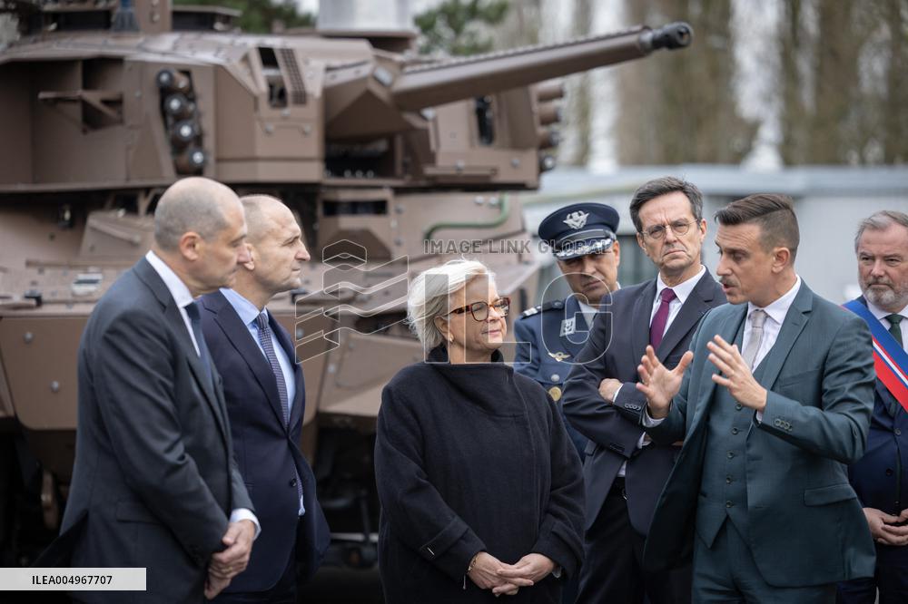 French Defence Minister and Croatia's Defence Minister visit the military defence system supplier KNDS - Versailles AJ