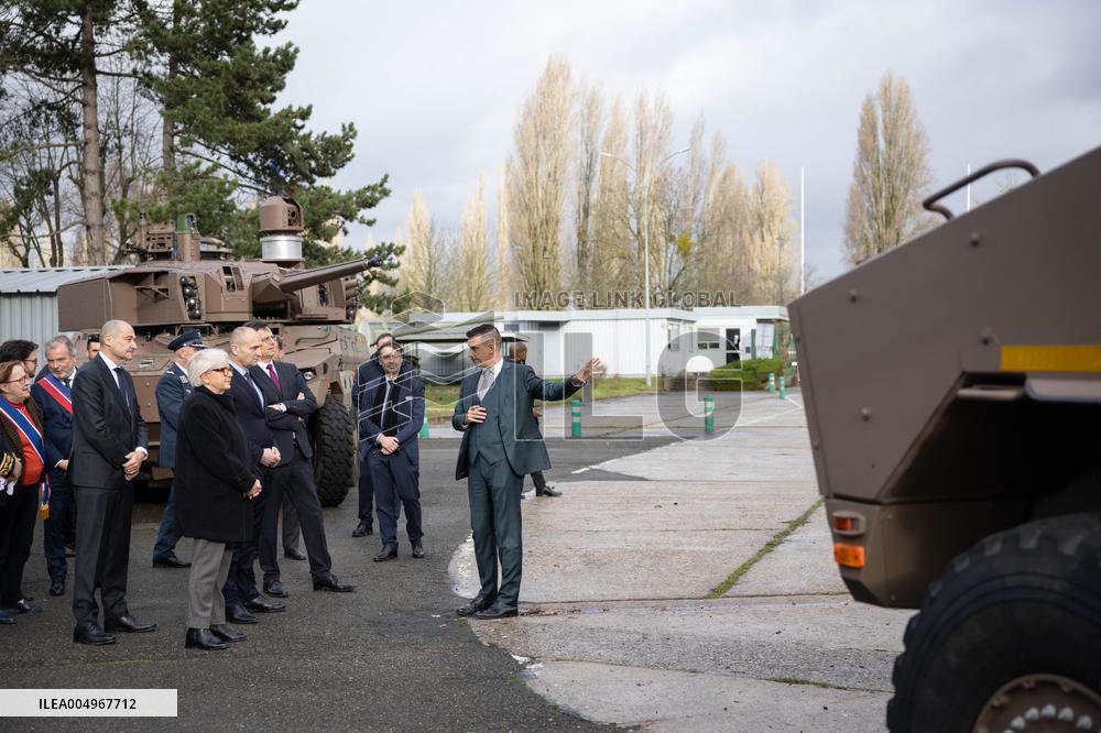French Defence Minister and Croatia's Defence Minister visit the military defence system supplier KNDS - Versailles AJ