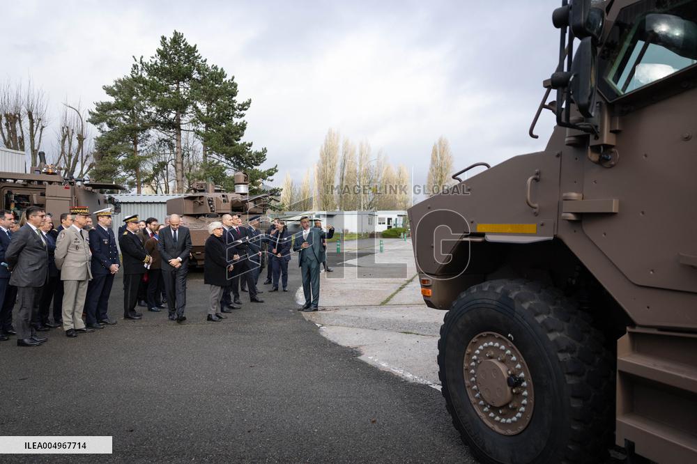 French Defence Minister and Croatia's Defence Minister visit the military defence system supplier KNDS - Versailles AJ