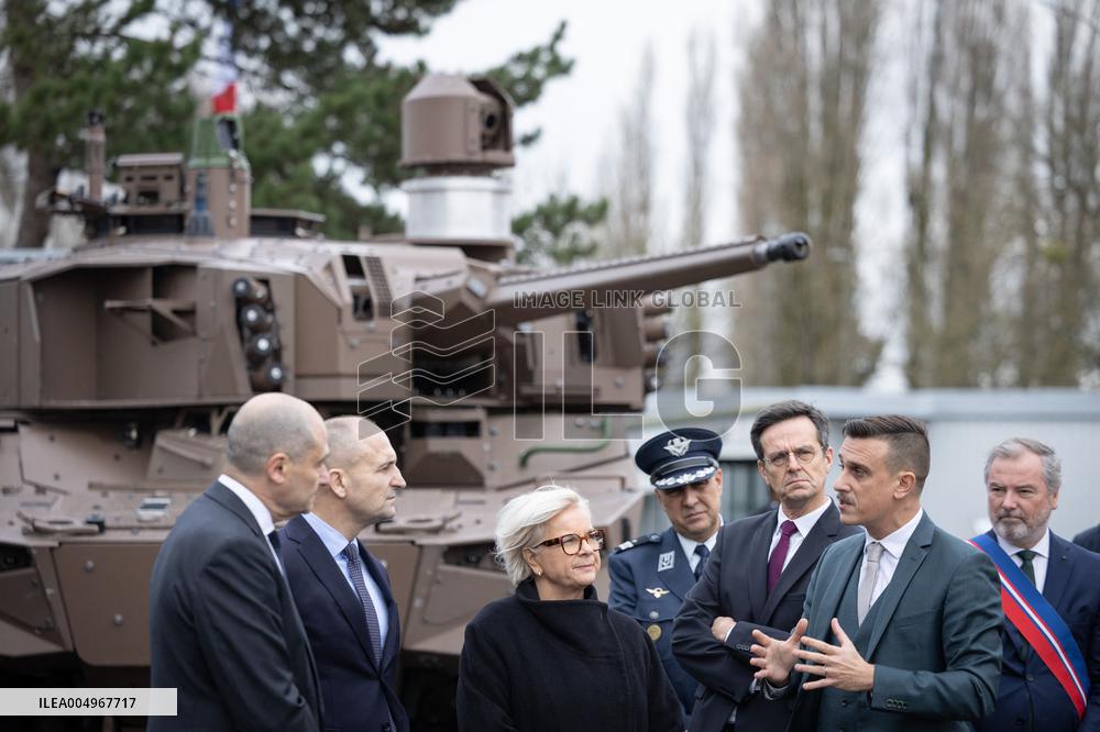 French Defence Minister and Croatia's Defence Minister visit the military defence system supplier KNDS - Versailles AJ