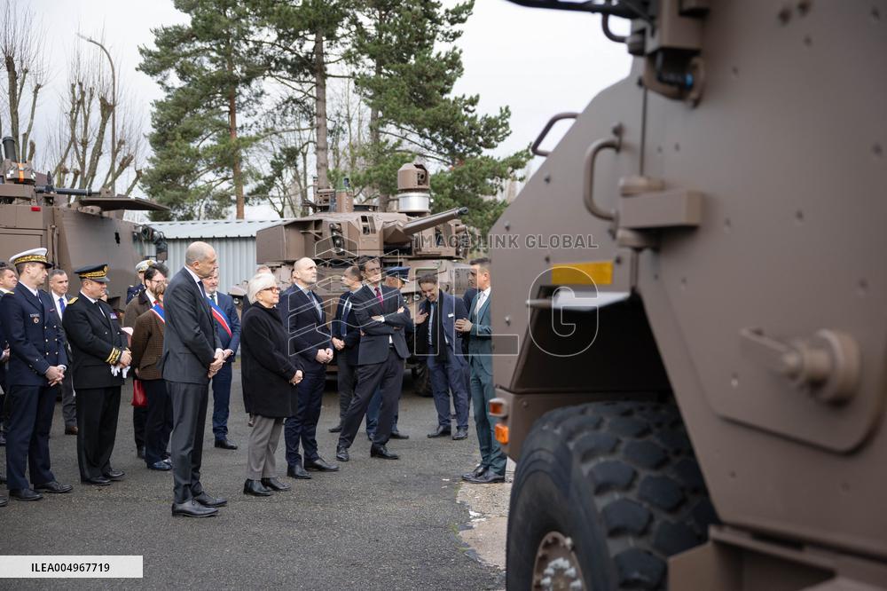 French Defence Minister and Croatia's Defence Minister visit the military defence system supplier KNDS - Versailles AJ