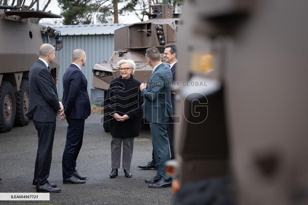 French Defence Minister and Croatia's Defence Minister visit the military defence system supplier KNDS - Versailles AJ