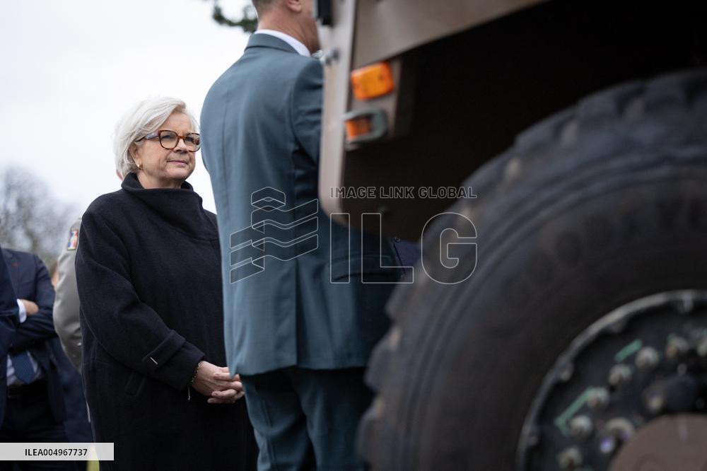 French Defence Minister and Croatia's Defence Minister visit the military defence system supplier KNDS - Versailles AJ