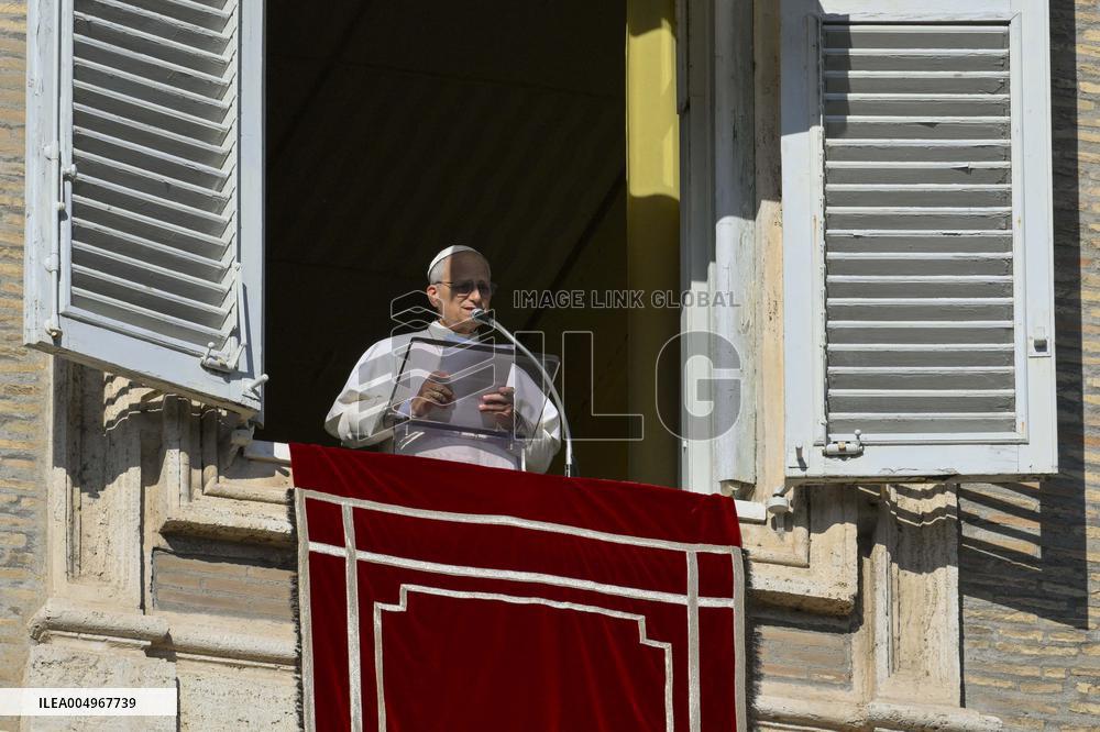Pole Leo XIV During the Angelus Prayer - Vatican
