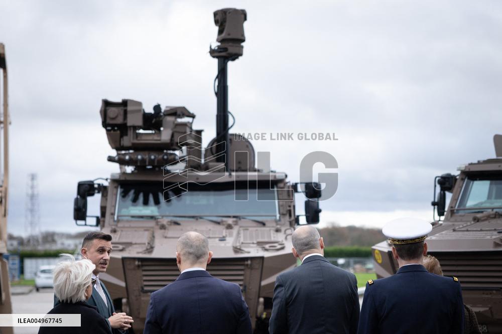 French Defence Minister and Croatia's Defence Minister visit the military defence system supplier KNDS - Versailles AJ