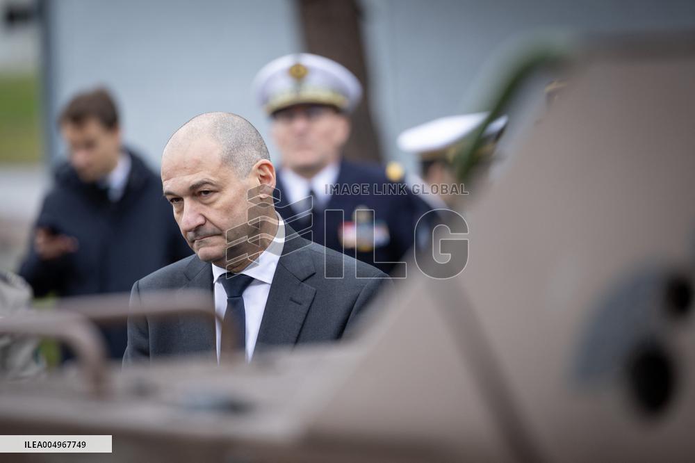 French Defence Minister and Croatia's Defence Minister visit the military defence system supplier KNDS - Versailles AJ