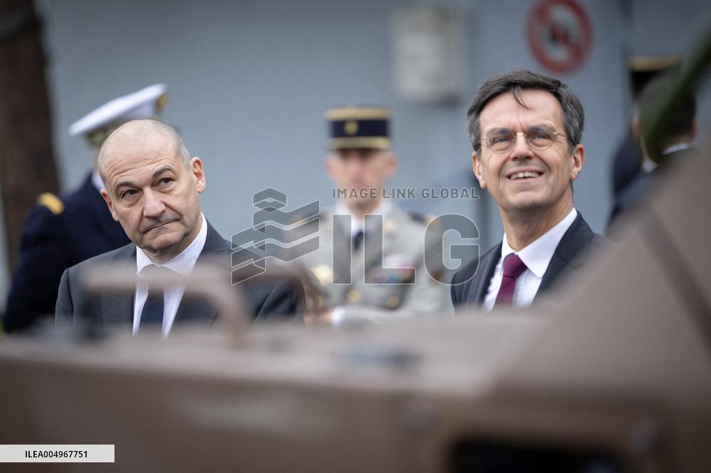 French Defence Minister and Croatia's Defence Minister visit the military defence system supplier KNDS - Versailles AJ