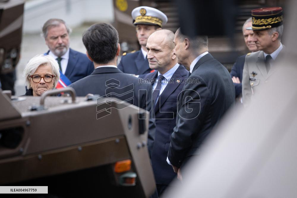 French Defence Minister and Croatia's Defence Minister visit the military defence system supplier KNDS - Versailles AJ