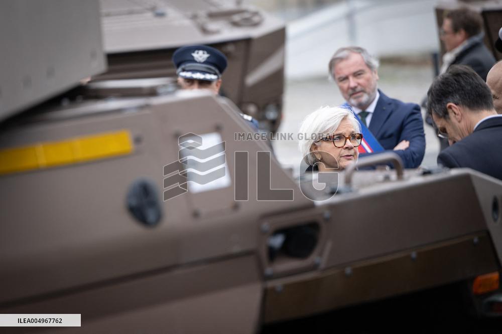 French Defence Minister and Croatia's Defence Minister visit the military defence system supplier KNDS - Versailles AJ