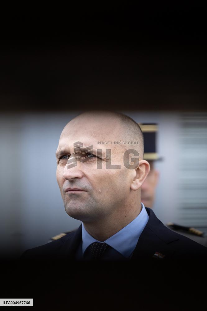 French Defence Minister and Croatia's Defence Minister visit the military defence system supplier KNDS - Versailles AJ