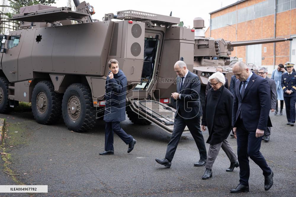 French Defence Minister and Croatia's Defence Minister visit the military defence system supplier KNDS - Versailles AJ