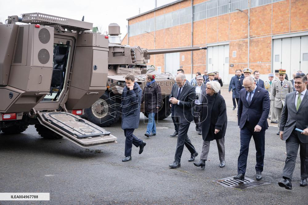 French Defence Minister and Croatia's Defence Minister visit the military defence system supplier KNDS - Versailles AJ