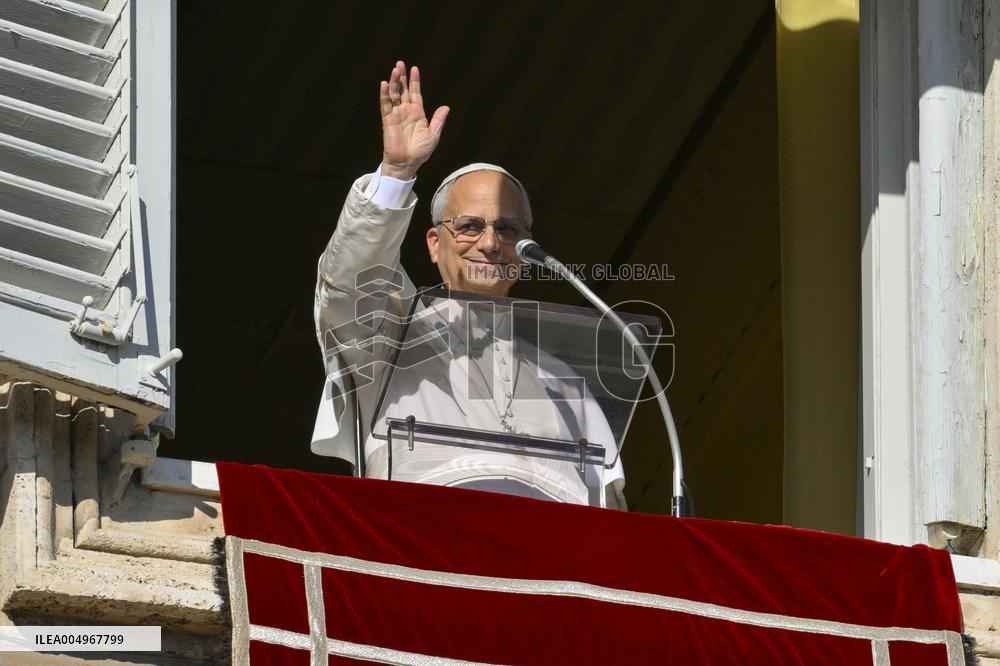 Pole Leo XIV During the Angelus Prayer - Vatican