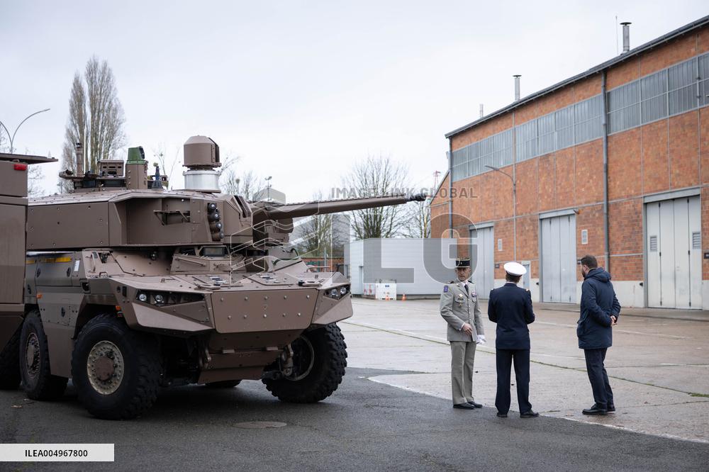 French Defence Minister and Croatia's Defence Minister visit the military defence system supplier KNDS - Versailles AJ