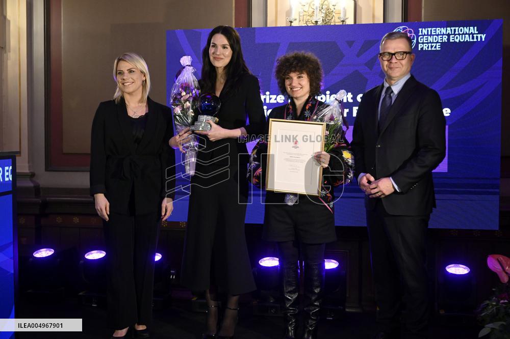The International Gender Equality Prize ceremony in Tampere, Finland