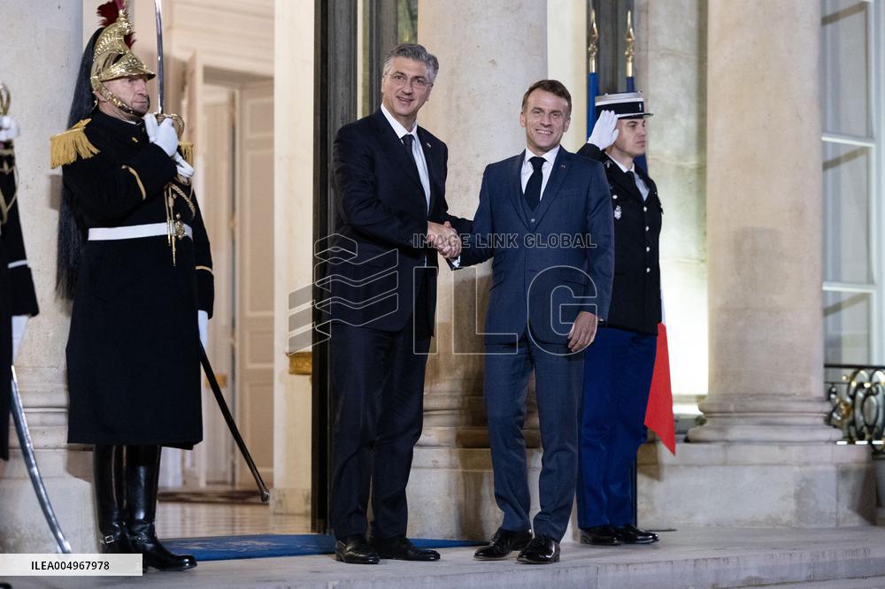 Emmanuel Macron meets with Croatia's Prime Minister Andrej Plenkovic - Paris